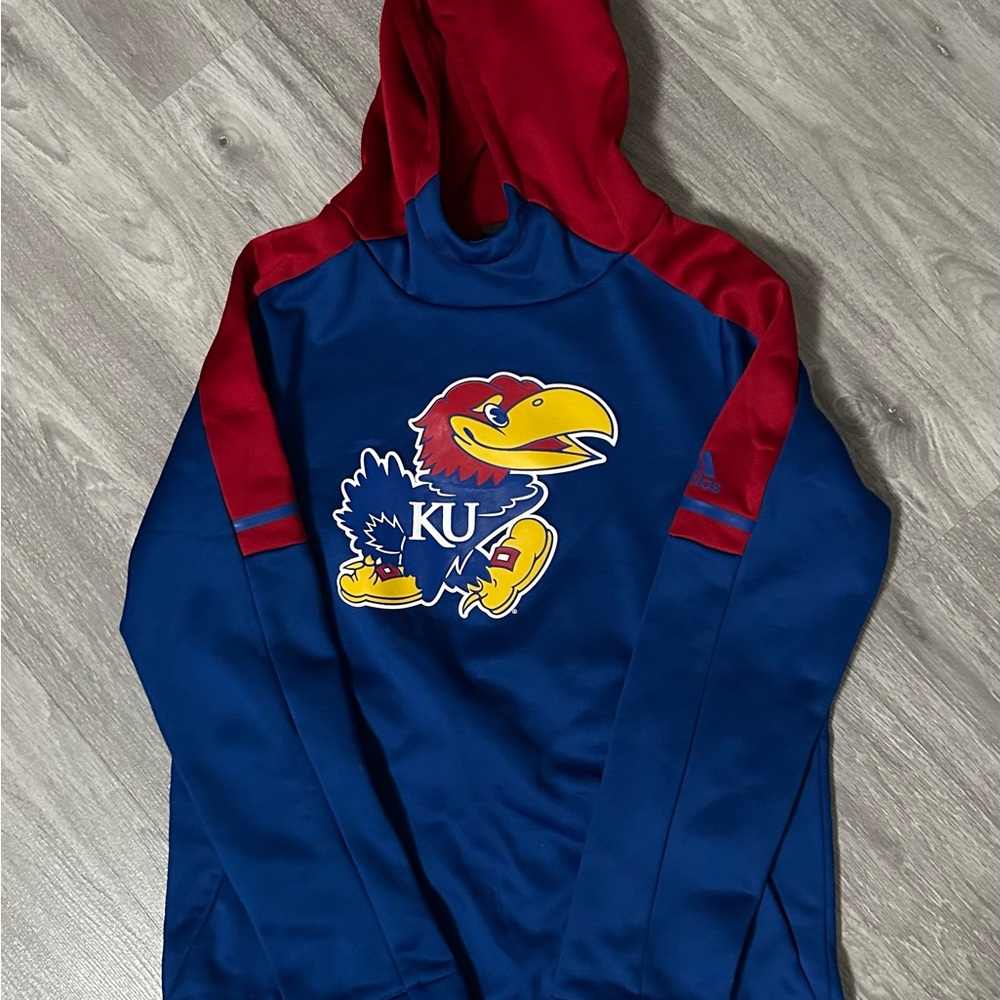 Adidas KU Jayhawks Hoodie - Blue and Red